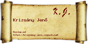 Krizsány Jenő névjegykártya