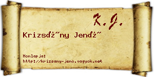 Krizsány Jenő névjegykártya